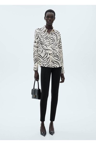 MANGO Woman Patterned Satin Shirt