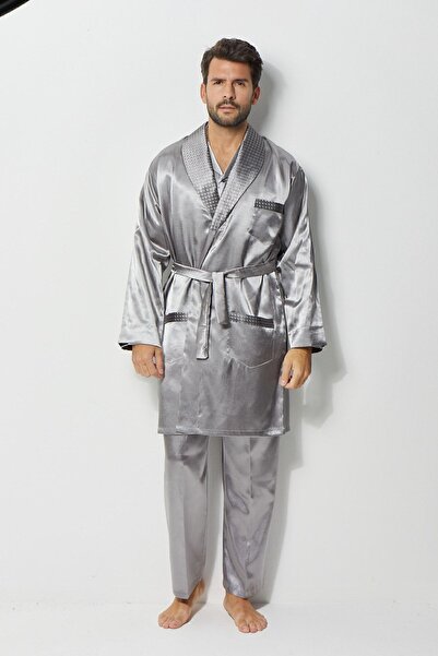 JESTİNA Men's Satin 4-Piece Robe Suit Groom Suit Set