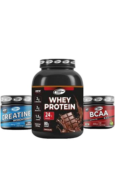 Conlast 2000g Whey Protein - Chocolate, Bcaa Apple, Creatine 300g