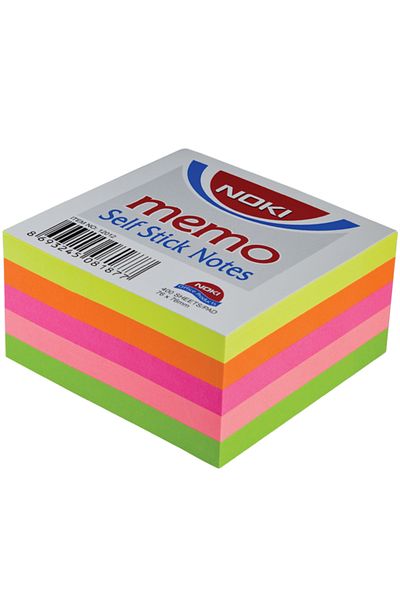 Noki Adhesive Note Paper 400 Yp 75X75 5 Neon Colors 12012