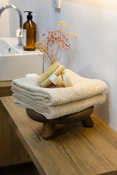 FAVORA Πετσέτες χεριών και προσώπου Line Luxury Beige βαμβακερές 2 συσκευασίες - 50x90