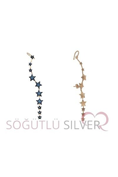 Söğütlü Silver Kuyruklu yıldız nano turkuaz taşlı kıkırdak küpe SGTL2602