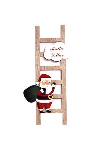 Adana Pasta Malzemeleri AST8605 YILBAŞI AHŞAP MERDİVENLİ NOEL BABA 16.5x1.2x35CM