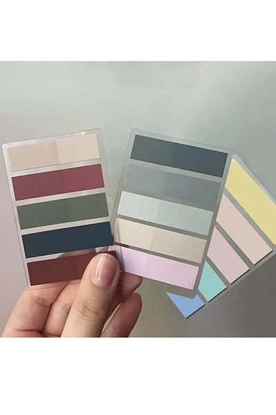 NaSaDAN 300 Sheets Pastel Tones 3-Piece Adhesive Clear Postite Bookmark Set 3 Pcs