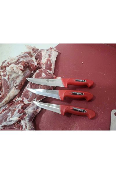KB SOLİNGEN طقم سكاكين Slg Red 3-Piece Butcher (ET) (السمك: 2.5 مم)