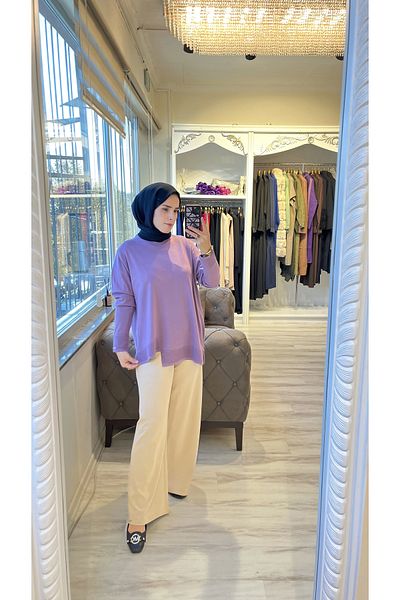 Invee Liliac 6859 Tunica scurta de tricotaj