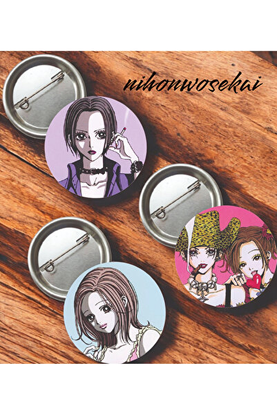 nihonwosekai 3 ADET NANA Anime Buton Rozet 37mm