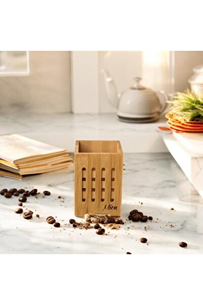 Mien Natural Bamboo Perforated Spoon Holder 14x10 cm