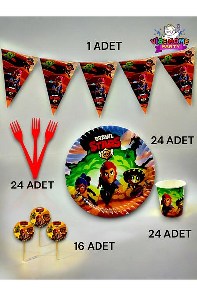 VibeHome Brawlstars Themed Eco Set for 24 - Birthday Party and Fun Events