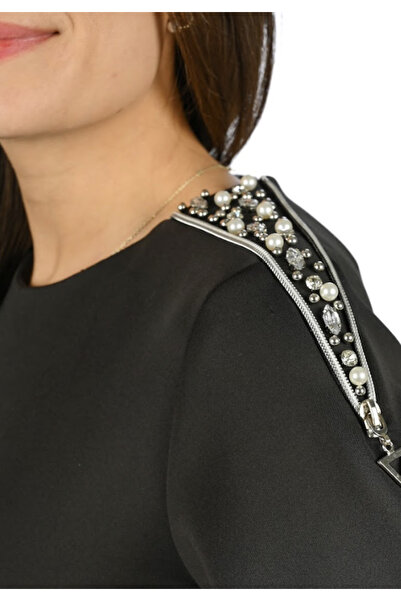 Butik Hepa-gg Yan Çakım Taşlı Siyah Bluz