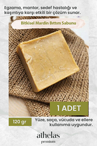 Athelas Luxury El Yüz Saç Vücut Cilt Bitkisel %100 Doğal Kokulu Orijinal Saf Mardin Bıttım Sabun 120G 1 Adet