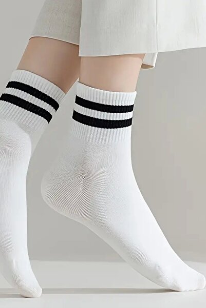MEINE LIEBE 4-Pack College Tennis Socks with Circle Detail