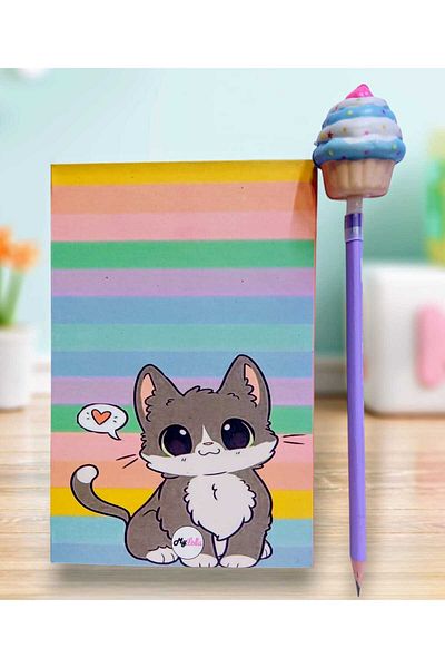 izmir yazici servis My Lolla Flexible Cover Notebook A5 Ruled - Souvenir Memory Notebook with Sukuşi Headed Pencil Gift