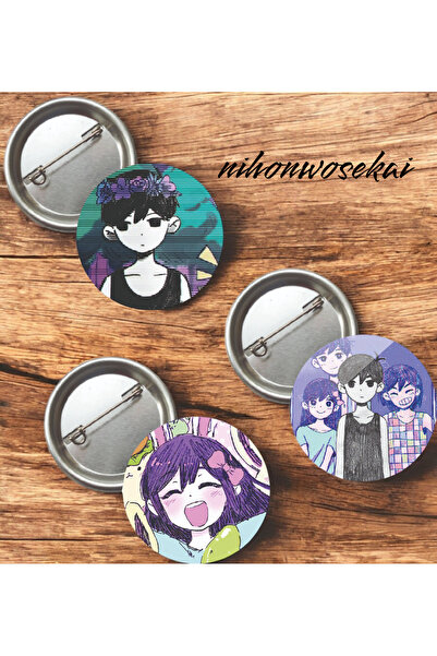 nihonwosekai 3 ADET Omori Anime Buton Rozet 37mm