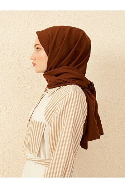 Madame Polo شال فاخر من القطن باللون البني