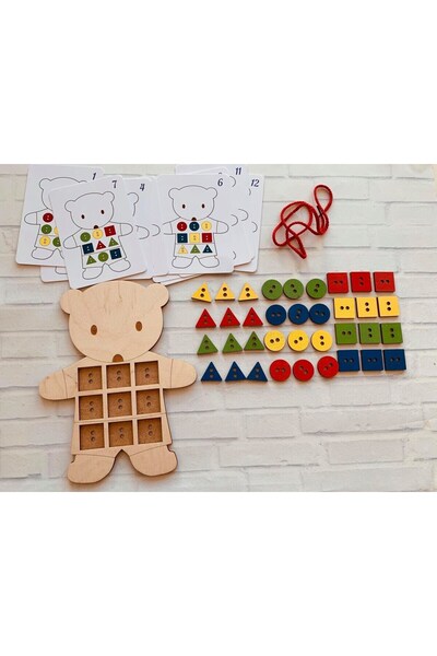 WoodStory MontEssori Stringing and GamE Educational WoodEn TEddy BEar