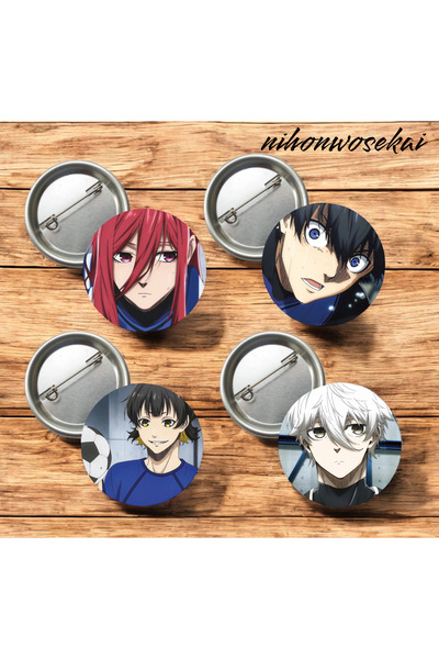 nihonwosekai 4 ADET Blue Lock Anime Buton Rozet 37mm