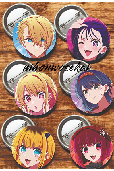 nihonwosekai 6 ADET Oshi no Ko Seçtiğim Yıldız Anime Buton Rozet 37mm