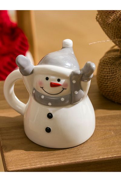 LC Waikiki White Ceramic Mug with Snowman Figure 210 ml