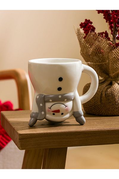 LC Waikiki White Ceramic Mug with Snowman Figure 210 ml