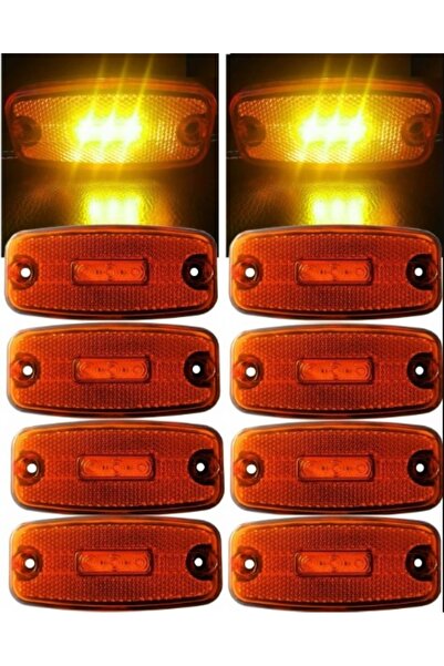 AHMET OTOMOTİV (8 ADET) Özünlü 3 Ledli Yan Sarı Lamba 12v-24v Tır Kamyon Dors...