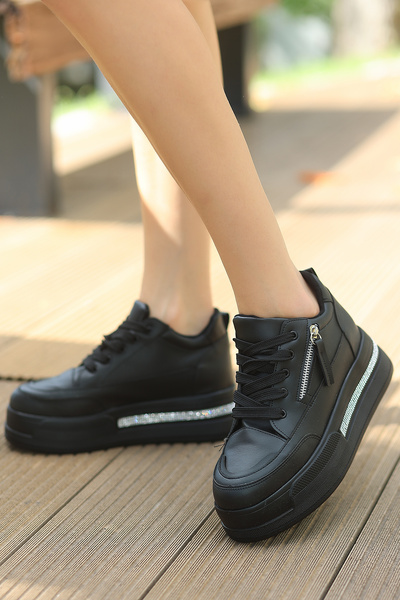 GİNZA SHOES Frm 051 Zippered Stone Detail Casual Shoes