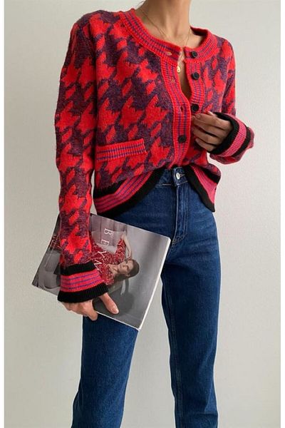 Leila SCRAMBLES PATTERNED CARDIGAN