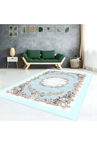 AACAP Velvet Elastic Carpet Cover with Leaf, Silk Look