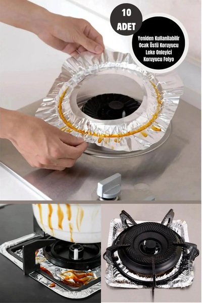 keyfisepet en keyifli sepet Tekrar Kullanılır 10'lu Ocak Üstü Koruyucu Leke Ö...