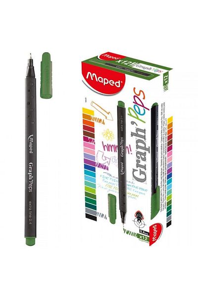 Maped Fineliner Graph Peps 0.4 mm Dark Green 12 Li 74911902