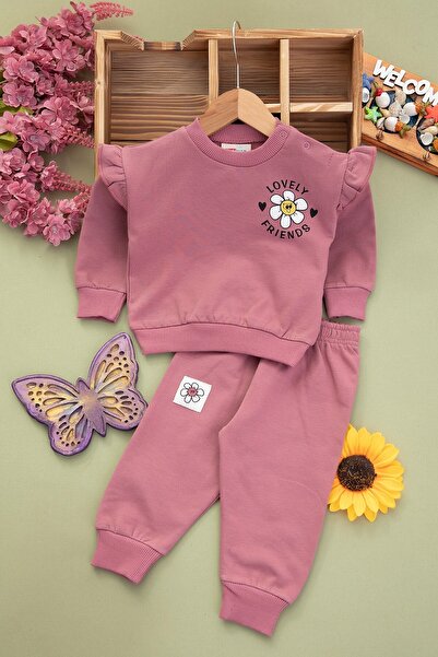 VEGAMOD طقم مكون من قطعتين للفتيات الصغيرات من الصوف المطبوع بألوان البابايا ...