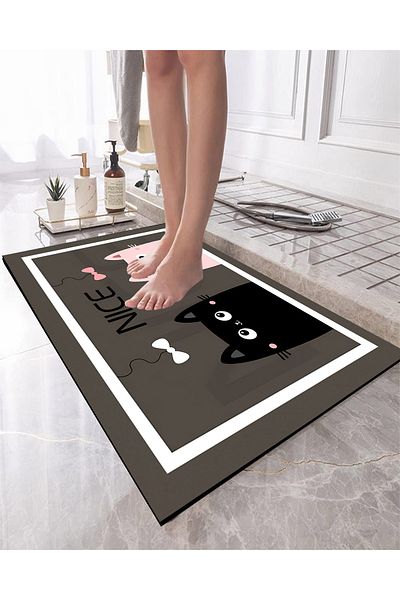 Else Dekor Water Absorbent Shower Front Patterned Printed Bath Mat Toilet Seat One Piece Animal Bathroom Rug