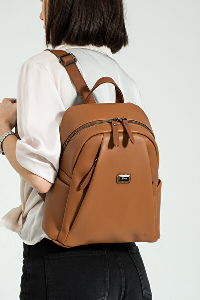 Çanta Trend Women's Tan Backpack 6 Compartment Bag