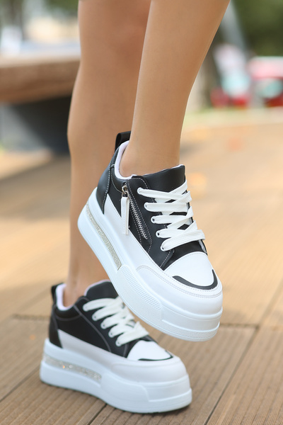 GİNZA SHOES Frm 051 Zippered Stone Detail Casual Shoes