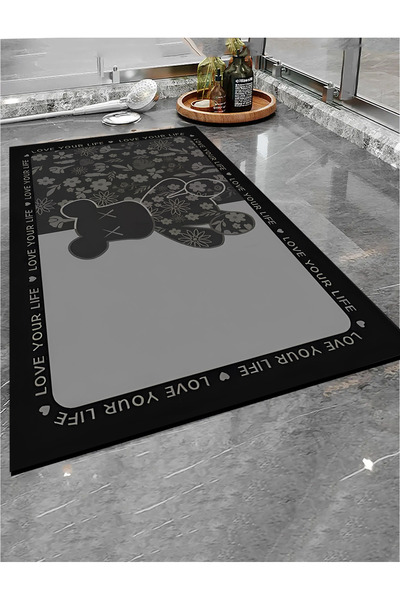 Else Dekor Water Absorbent Shower Front Patterned Printed Bath Mat Toilet Seat One Piece Animal Bathroom Rug