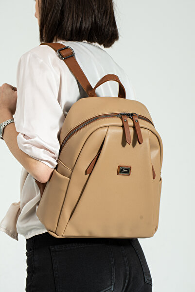 Çanta Trend Women's Mink-Tan Backpack 6 Compartment Bag