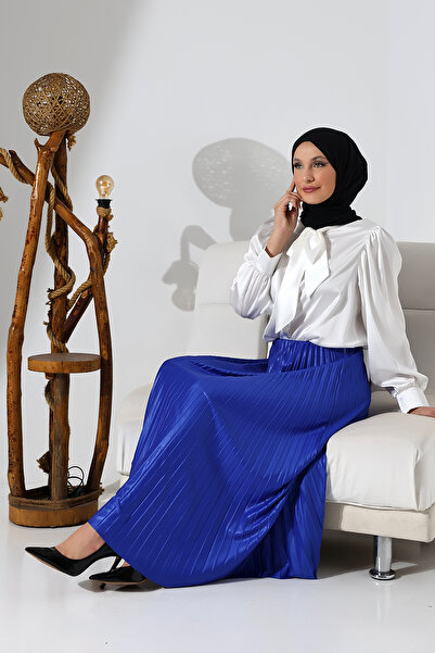 Moda Şalcım Piliseli Etek [MAVİ]