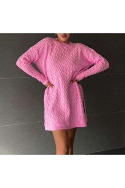 nooa fashion Örgü Elbise Pembe
