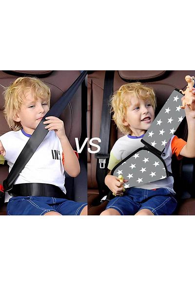 RevuBaby Gray Car Seat Belt and Pillow Set - Children's Head Neck Shrink Belt