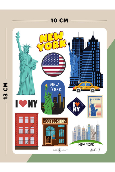 Else Craft Amerika New York Seyahat Temalı Sticker - ST-17 - Ajanda Planlayıc...