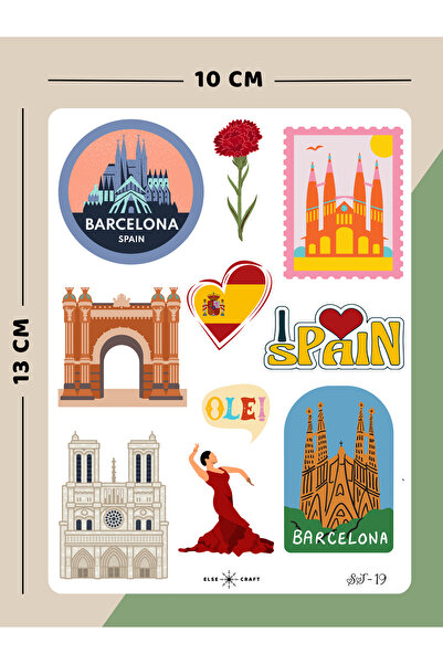 Else Craft İspanya Barselona Seyahat Temalı Sticker - ST-19 - Ajanda Planlayı...