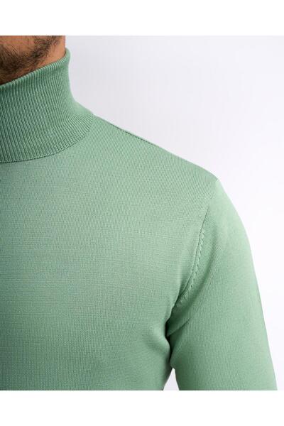 TerziAdemAltun Italian Style Slim Fit Knitwear Turtleneck High-Top Sweater Green T13102