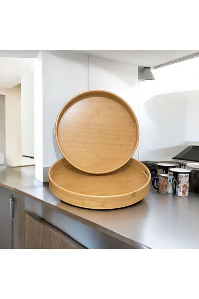 Enyaza Home Set of 2 Bamboo Trays for Tea and Presentation