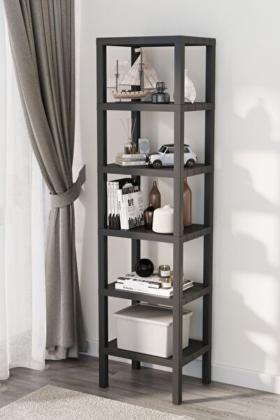 Mutfak Köşesi Shelf 6 Katlı Düzenleyici Plastik Raf Ünitesi Siyah, Kitaplık, Banyo, Mutfak Rafı