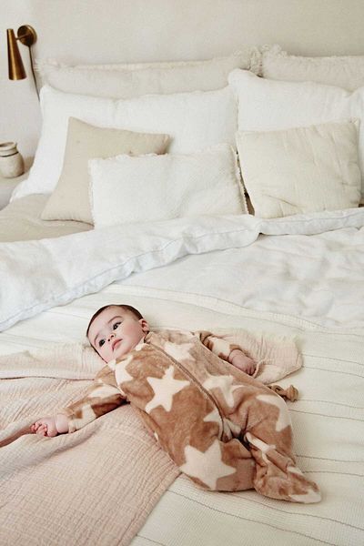 Next Baby 100% Organic Cotton Star Patterned Brown/Cream Fleece Sleeping Bag Alyk79526
