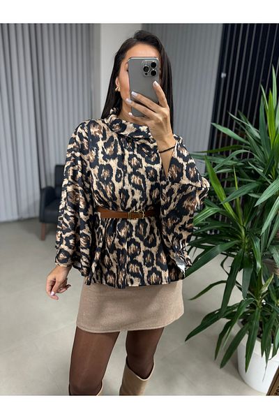 caddstore Poncho cu centură leopard