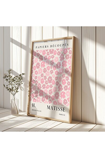 Home (ÇERÇEVESİZ) 3'lü Set Allık Pembesi Matisse Baskısı Poster, Bohem Duvar Dekoru, Matisse