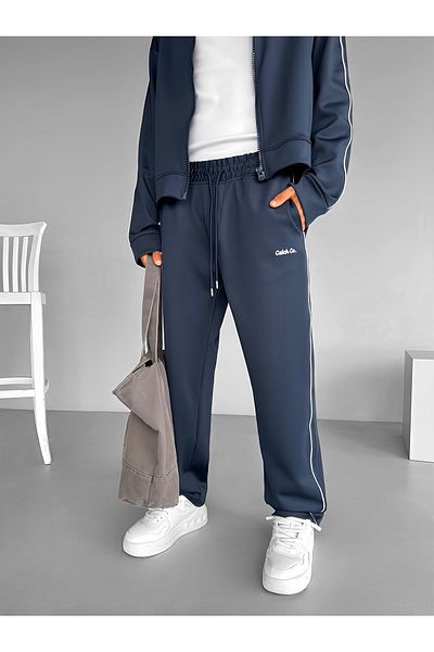 ablukaonline Ανδρικό Σετ Φούτερ με στάμπα με φερμουάρ Navy Blue