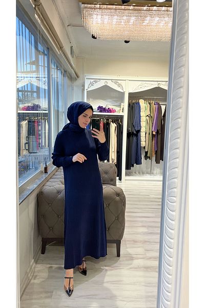 Invee Invee 6954 Wool Blend Knitwear Dress - Navy
