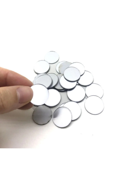Tahtakurusu Tasarım 1cm Yuvarlak Gümüş Renk Pleksi Mozaik Yapışkanlı Ayna ( 1...